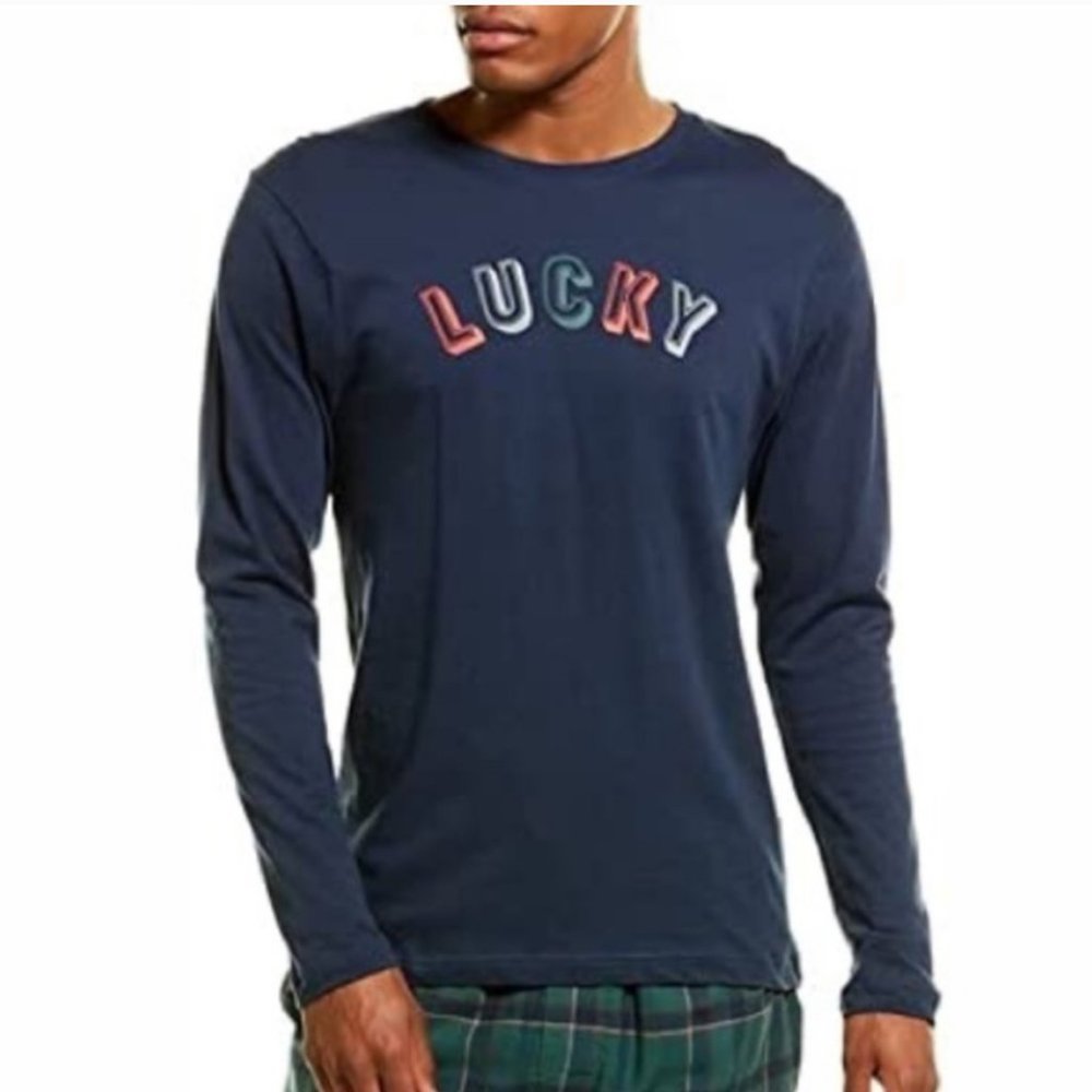 Lucky Brand Navy Blue Graphic Pajama Long Sleeve T-Shirt Size Large - Picture 12 of 12